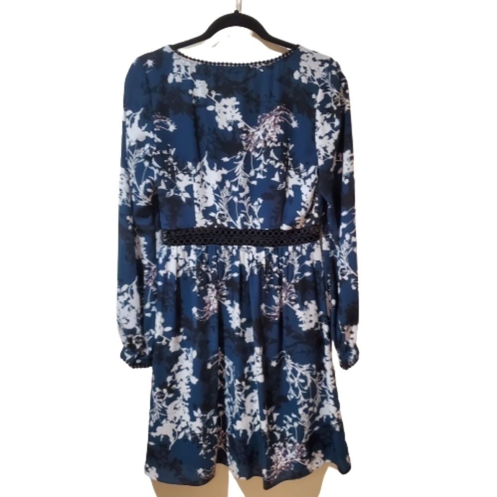 Sam Edelman V-Neck Knit Trim Print Dress NWOT - Picture 8 of 14